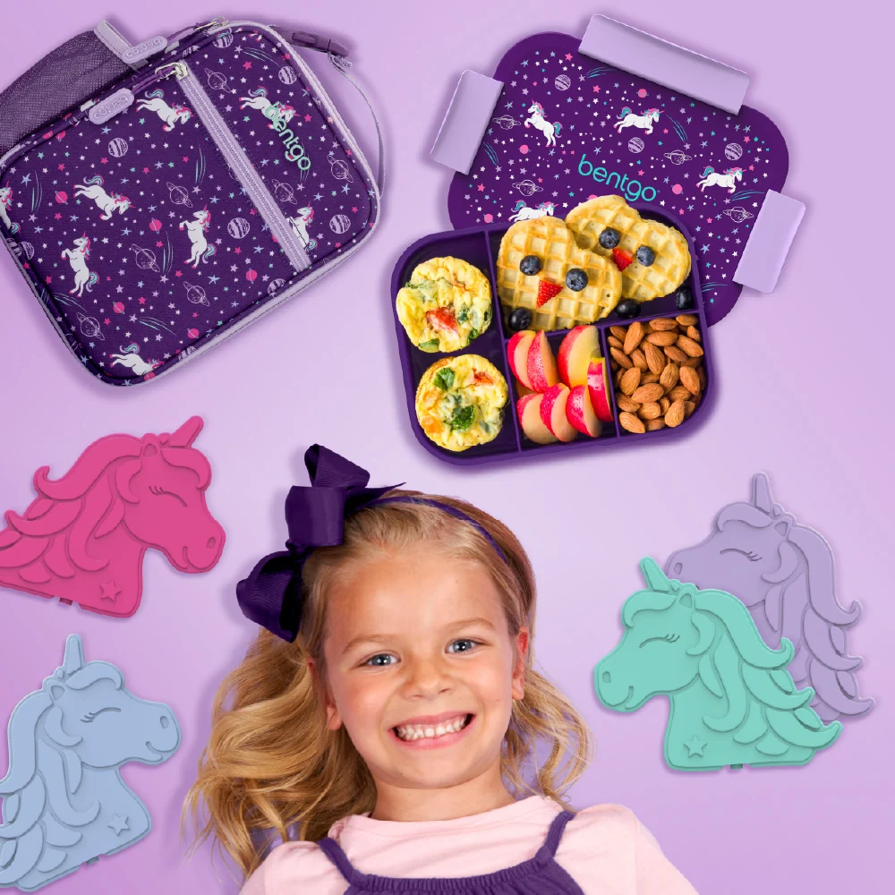 Bentgo Kids Snap & Go Lunch Box, Insulated Lunch Tote, & Ice Packs - Unicorn - Image 13