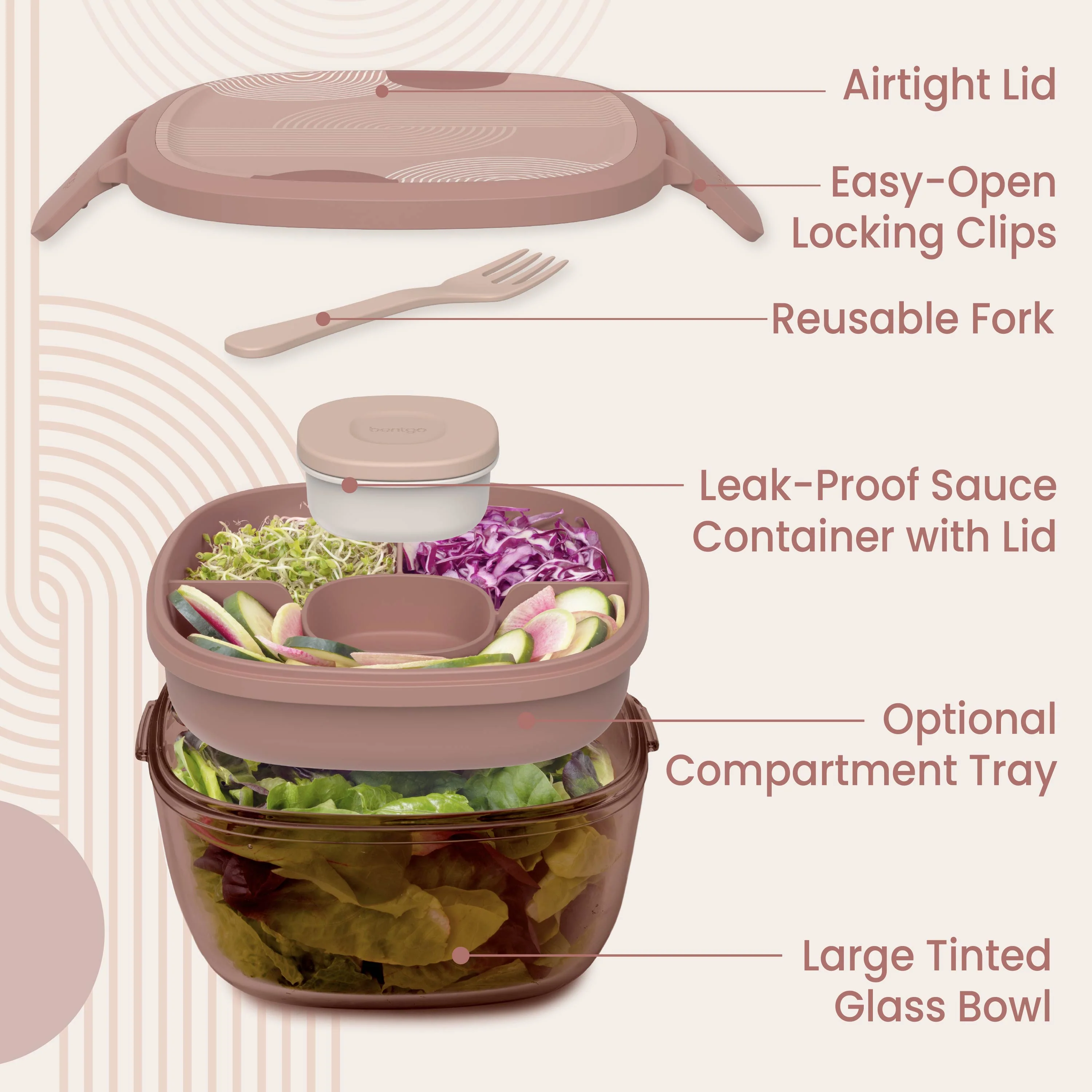 Bentgo Glass Prints All-in-One Salad Container - Image 40