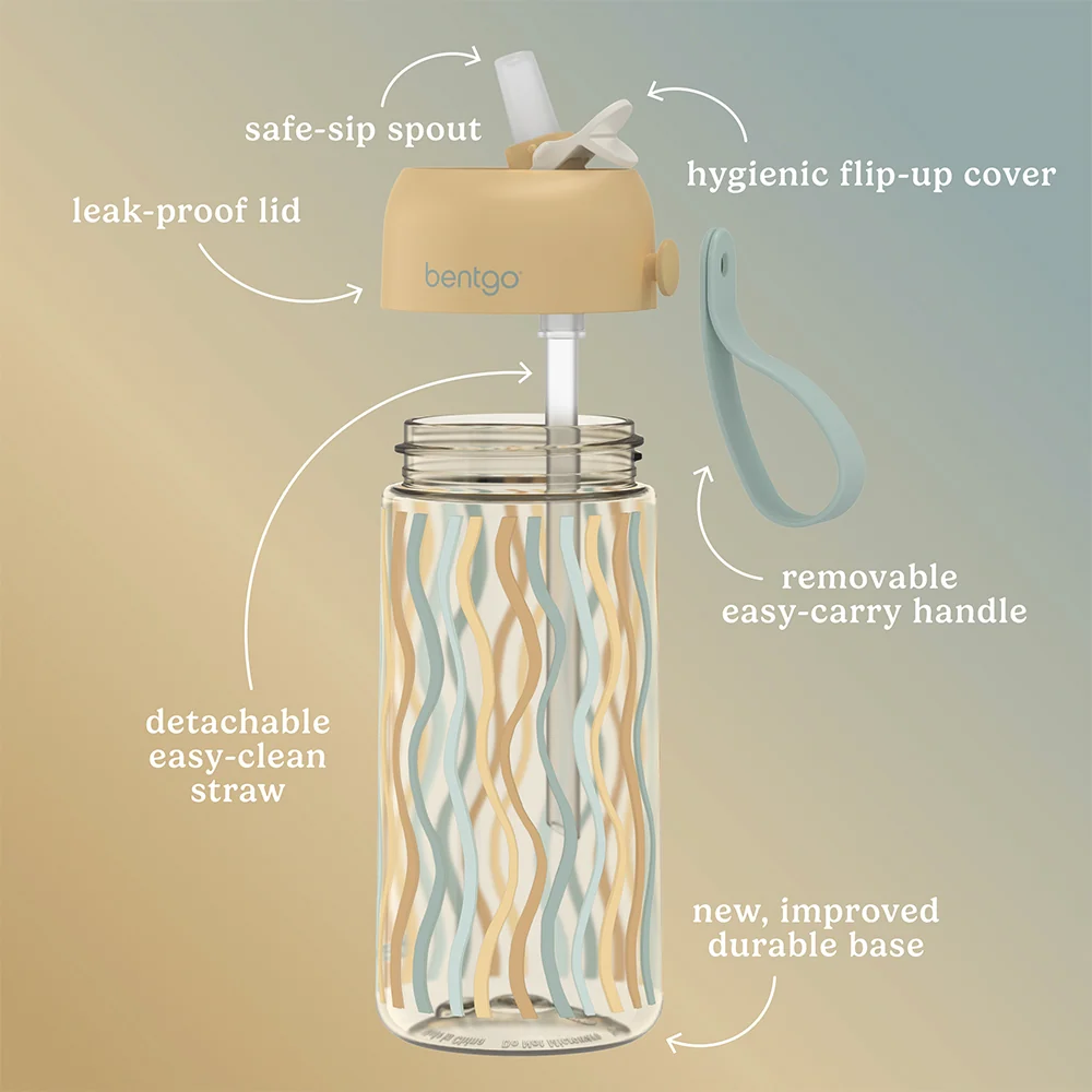 Bentgo Kids Whimsy & Wonder Prints Water Bottle - Checker Gradient - Image 35