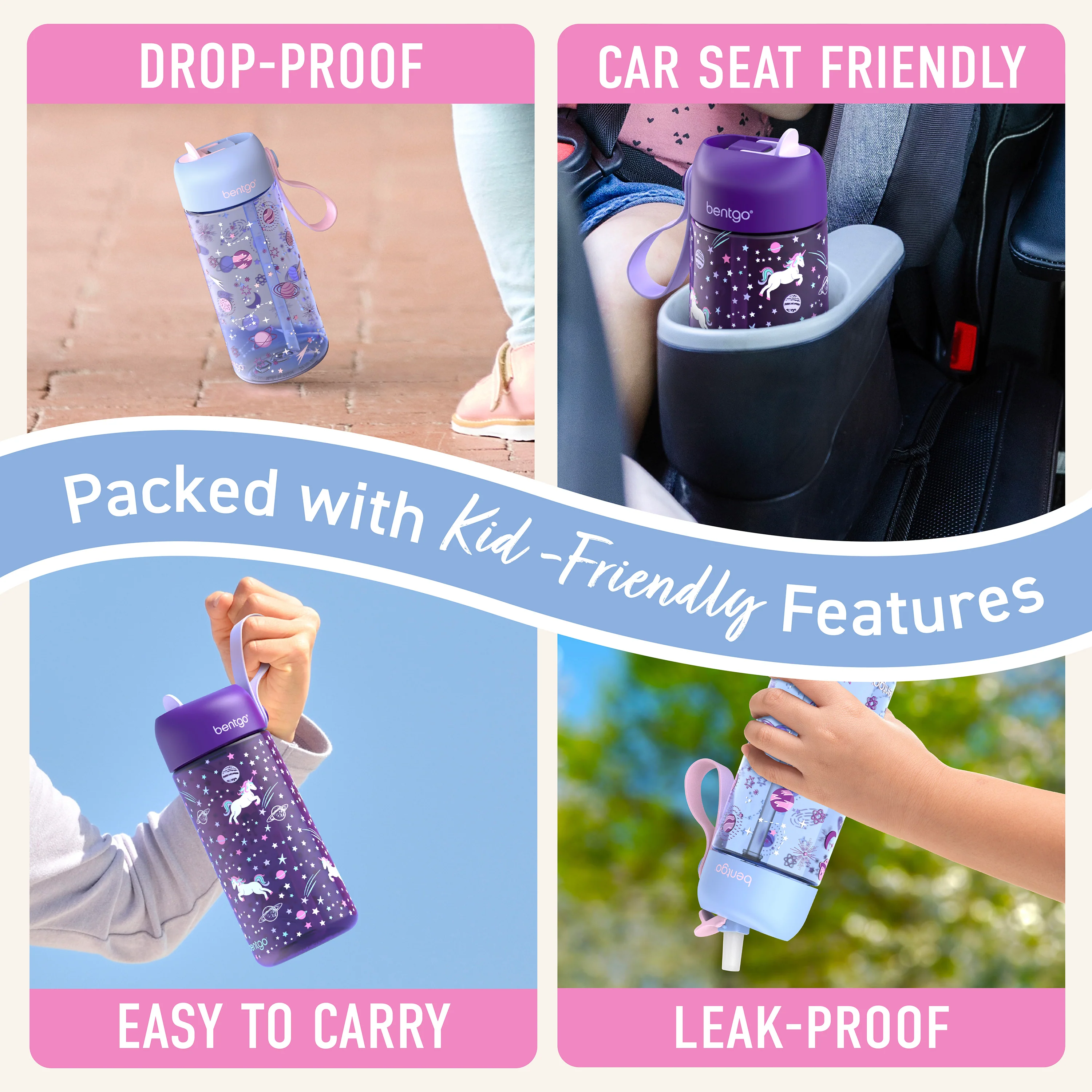 Bentgo Kids Prints Water Bottle (2-Pack) - Rocket/Shark - Image 12