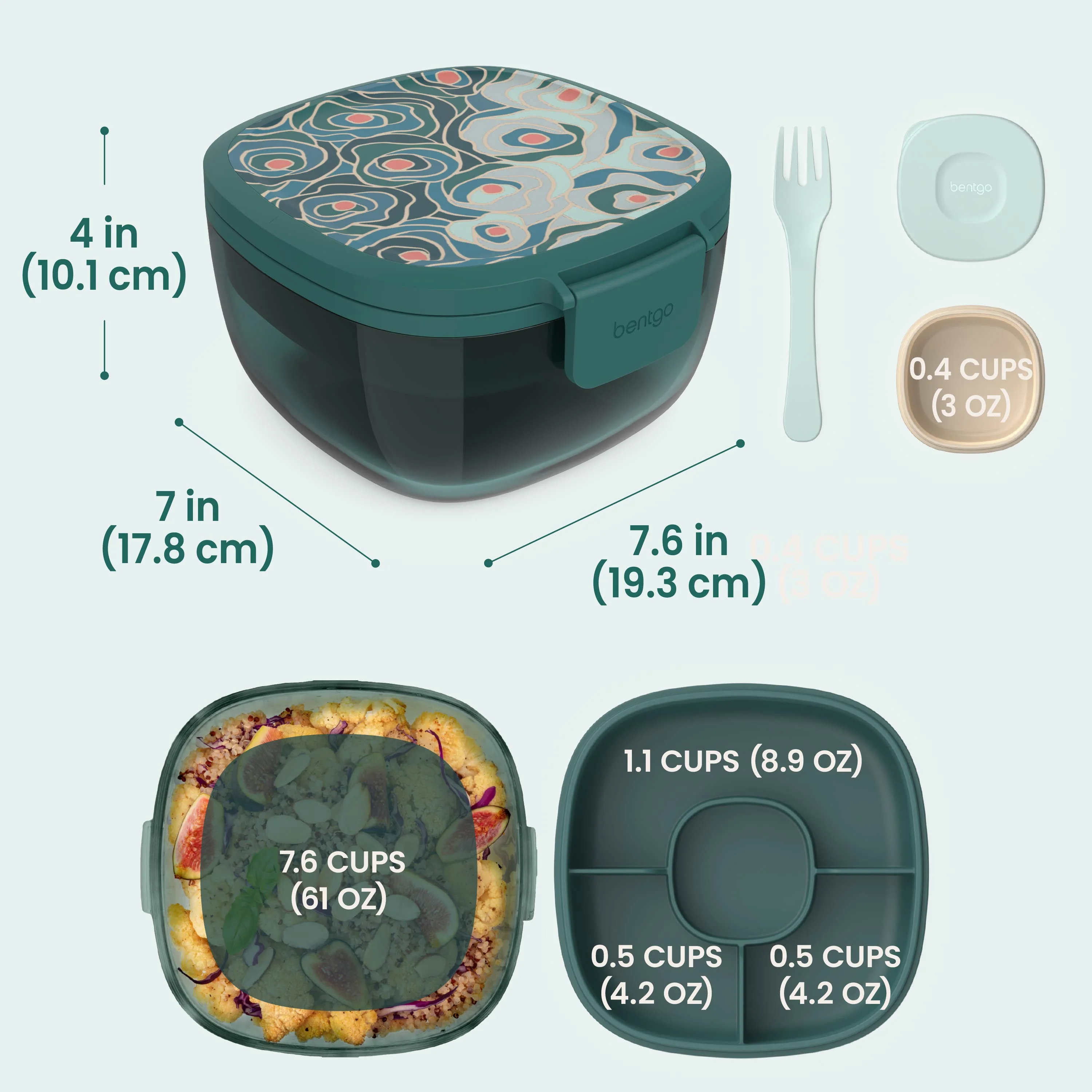 Bentgo Glass Prints All-in-One Salad Container - Image 20