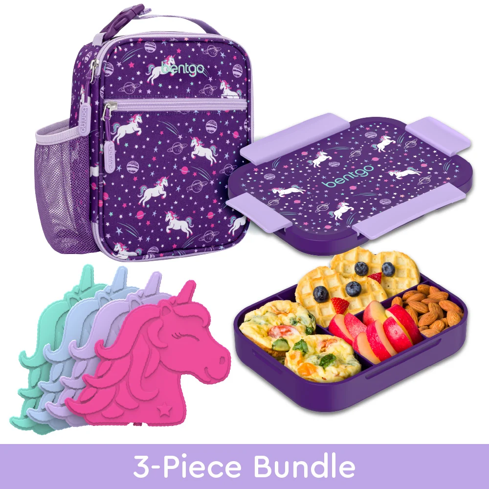Bentgo Kids Snap & Go Lunch Box, Insulated Lunch Tote, & Ice Packs - Unicorn - Image 10