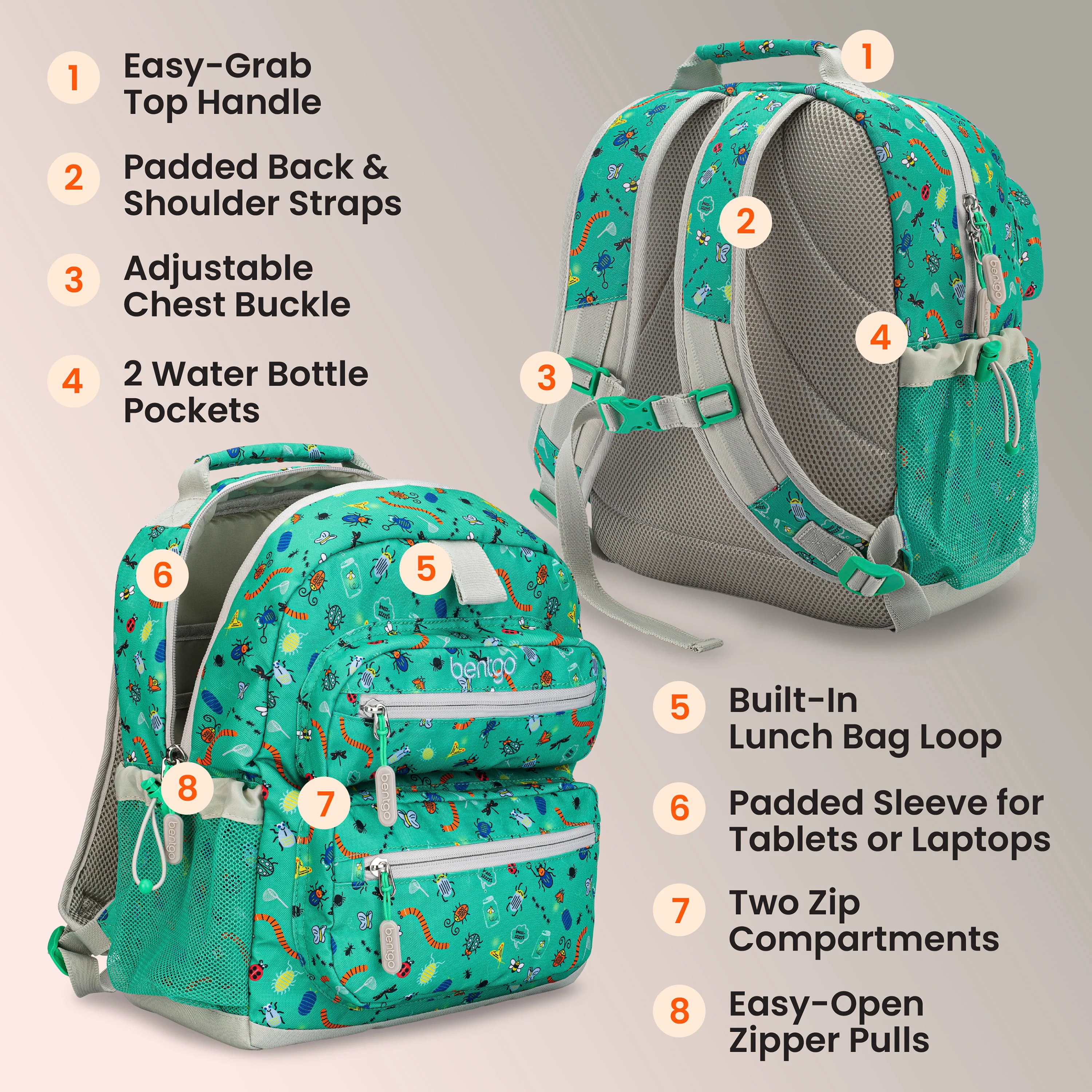 Bentgo Kids Prints Backpack - Bug Buddies - Image 47