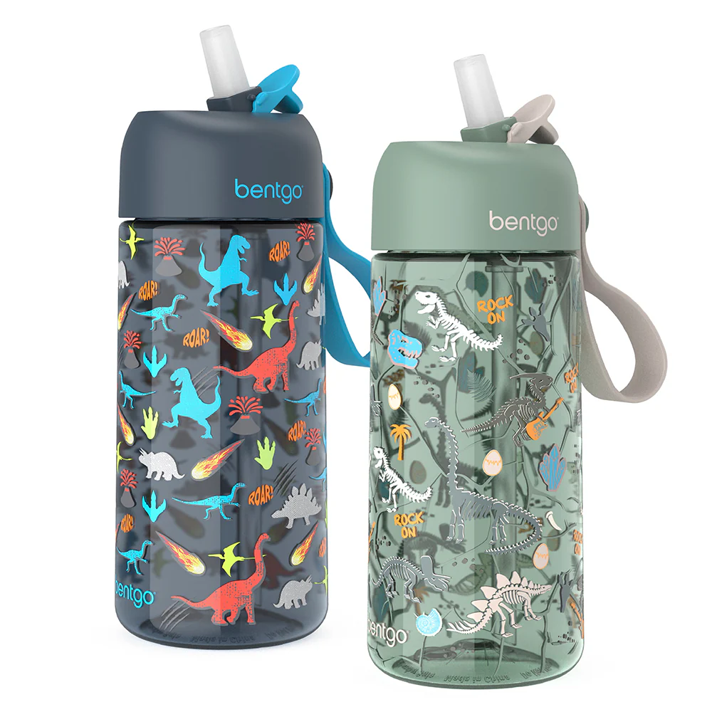 Bentgo Kids Prints Water Bottle (2-Pack) - Rocket/Shark