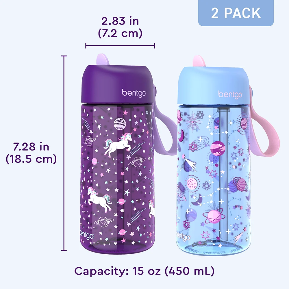Bentgo Kids Prints Water Bottle (2-Pack) - Rocket/Shark - Image 14