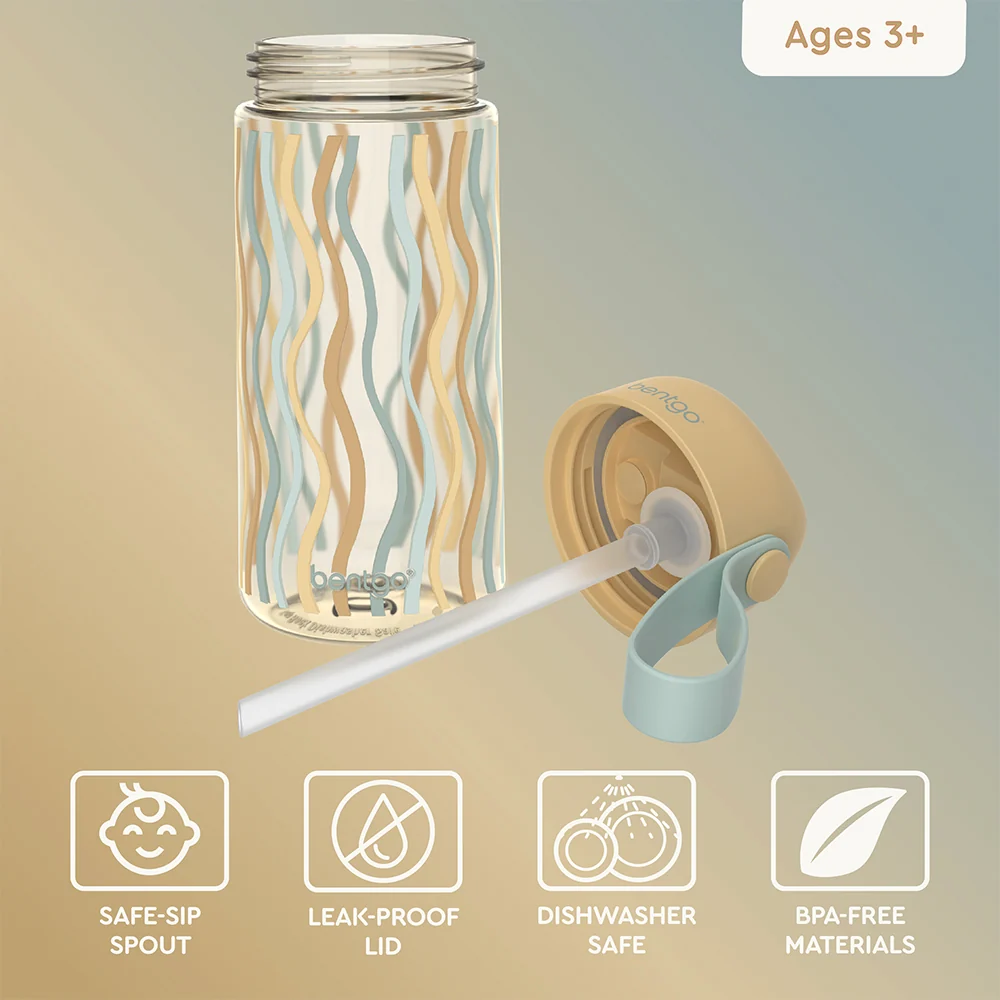 Bentgo Kids Whimsy & Wonder Prints Water Bottle - Checker Gradient - Image 37