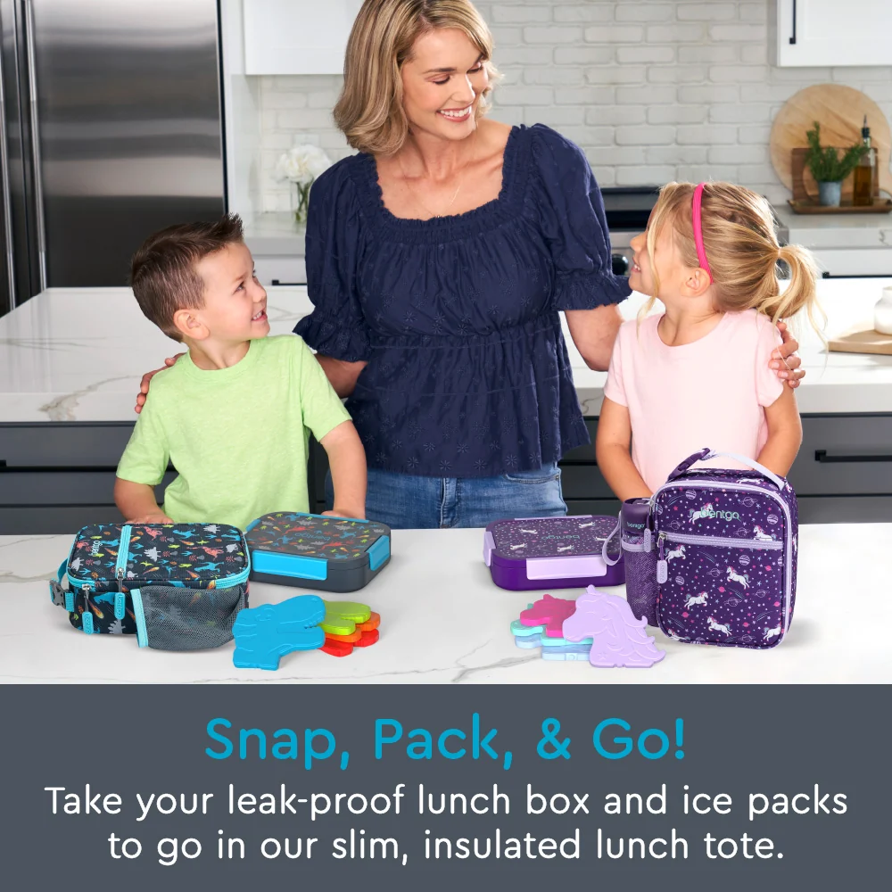 Bentgo Kids Snap & Go Lunch Box, Insulated Lunch Tote, & Ice Packs - Unicorn - Image 2