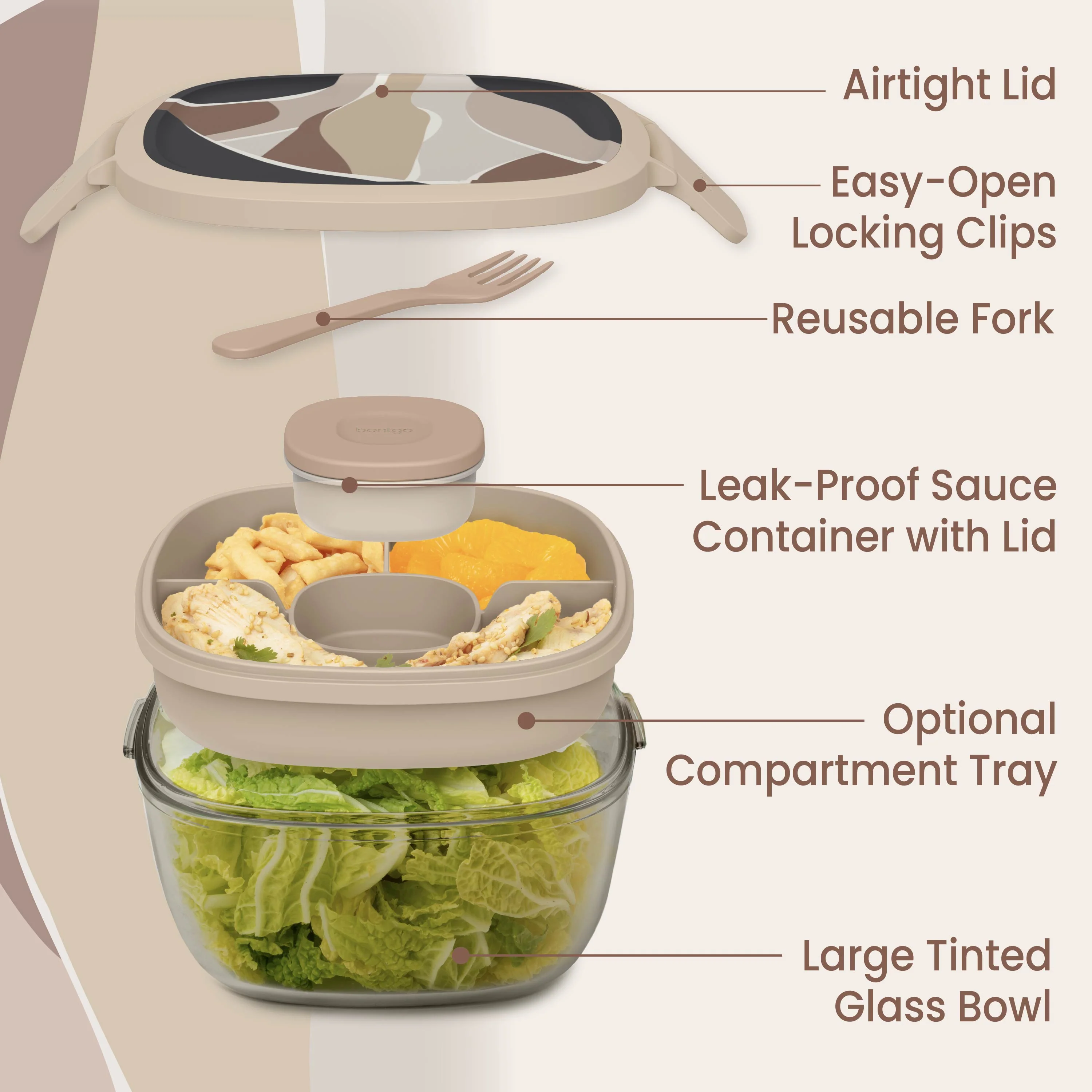Bentgo Glass Prints All-in-One Salad Container - Image 5