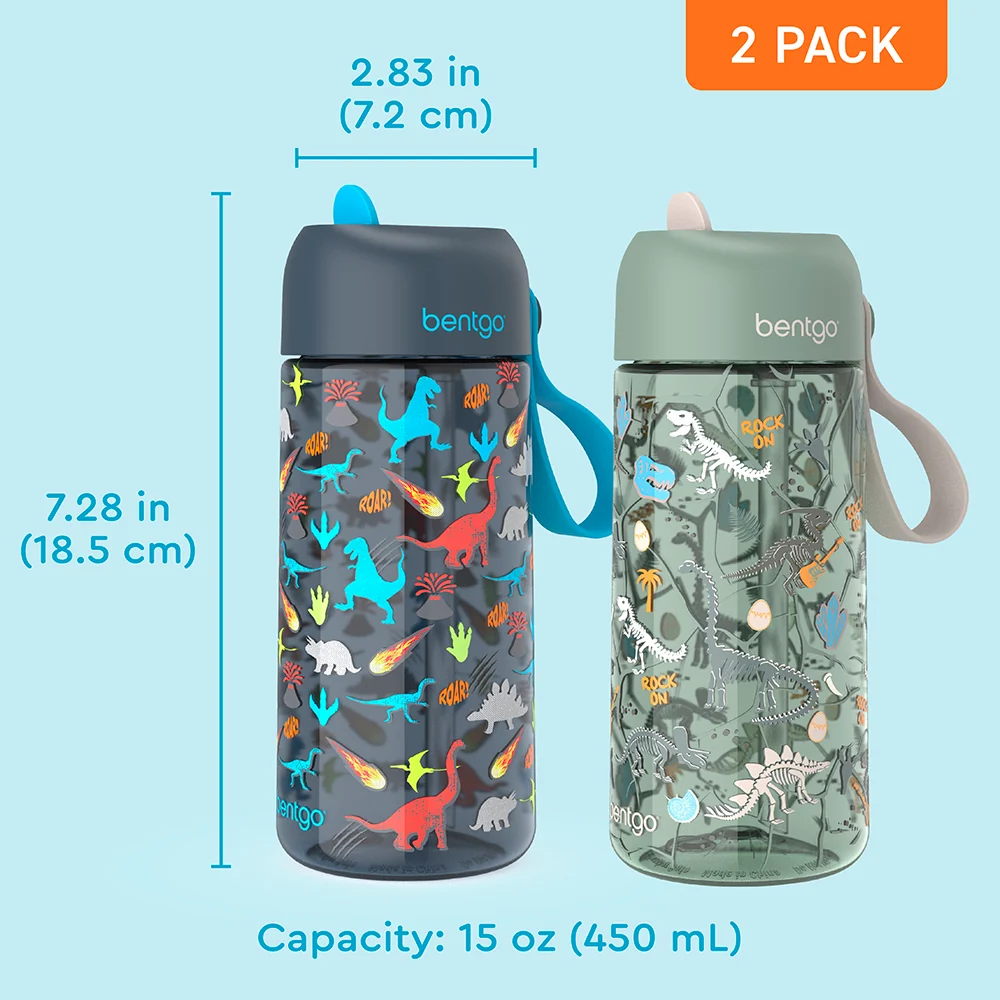 Bentgo Kids Prints Water Bottle (2-Pack) - Rocket/Shark - Image 7