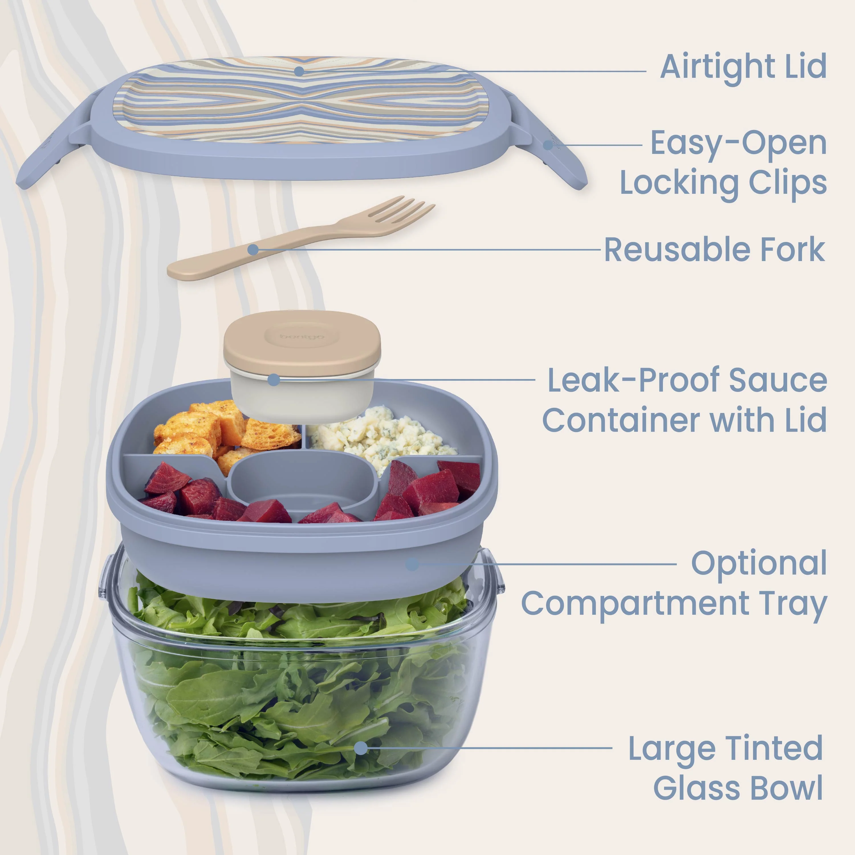 Bentgo Glass Prints All-in-One Salad Container - Image 12