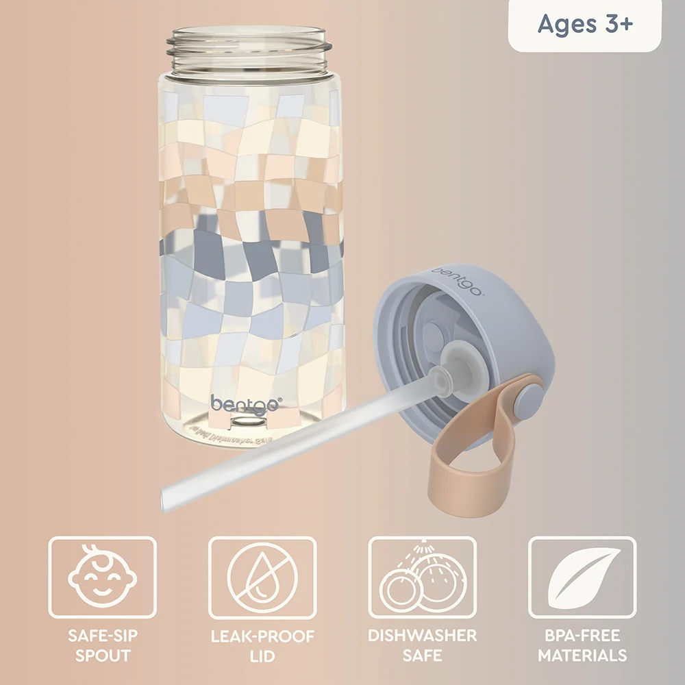 Bentgo Kids Whimsy & Wonder Prints Water Bottle - Checker Gradient - Image 5