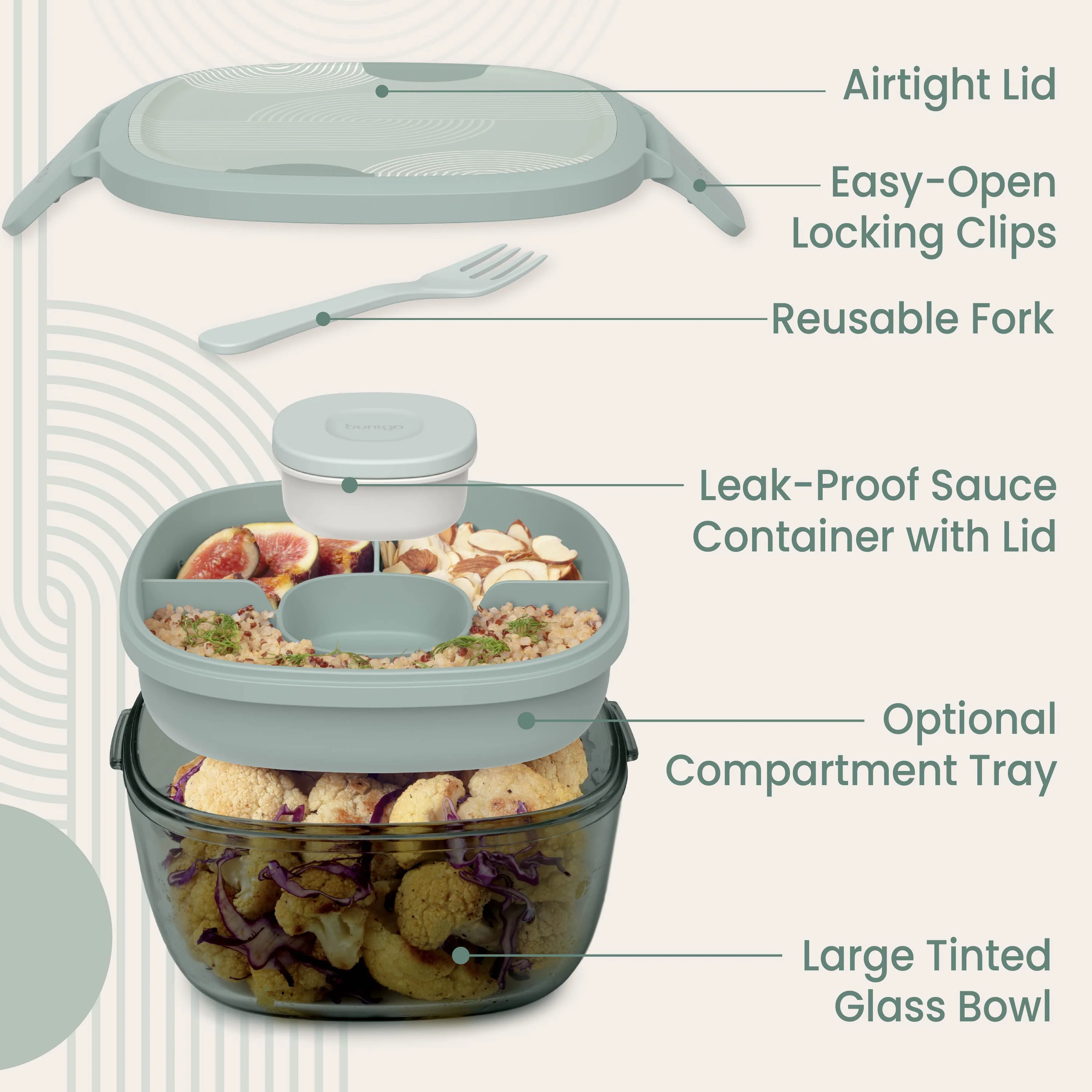 Bentgo Glass Prints All-in-One Salad Container - Image 33