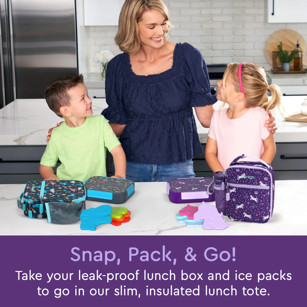 Bentgo Kids Snap & Go Lunch Box, Insulated Lunch Tote, & Ice Packs - Unicorn - Image 11
