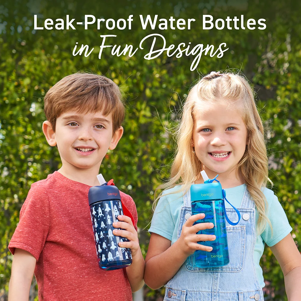 Bentgo Kids Prints Water Bottle (2-Pack) - Rocket/Shark - Image 23
