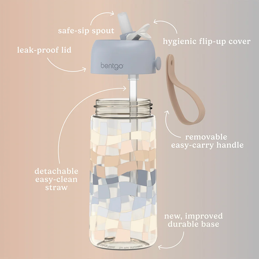 Bentgo Kids Whimsy & Wonder Prints Water Bottle - Checker Gradient - Image 3
