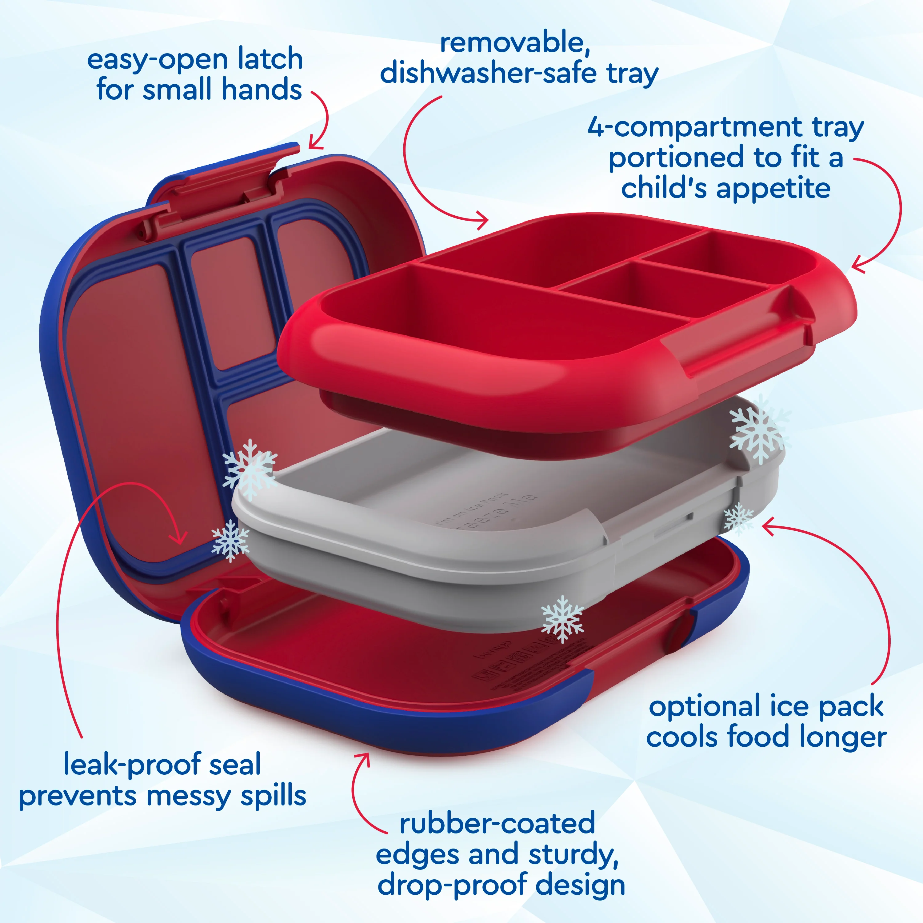 Bentgo Chill Kids Lunch Box (2-Pack) - Red/Royal - Image 24